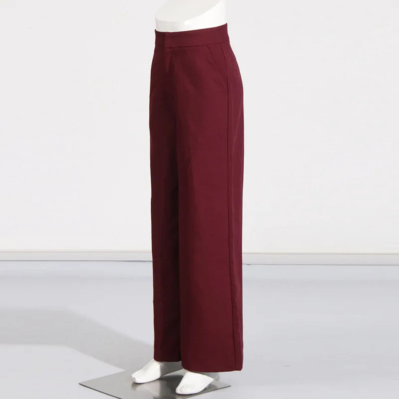 Elegant Two-Piece Suit Blazer And Wide-Leg Trousers