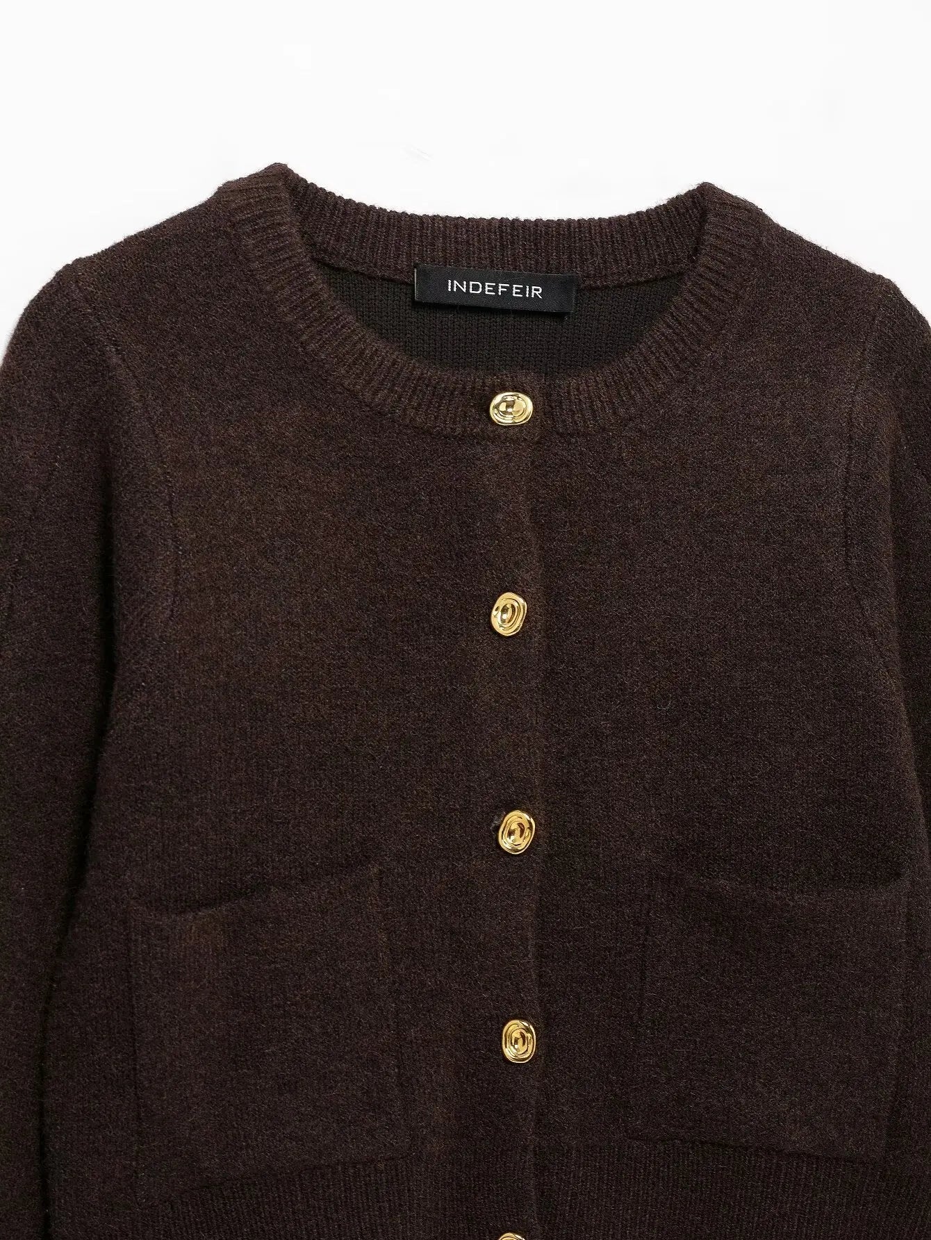 Knitted Two Pieces Autumn Winter Round Neck Long Sleeve Cardigan Sweater Waist Mini Skirt