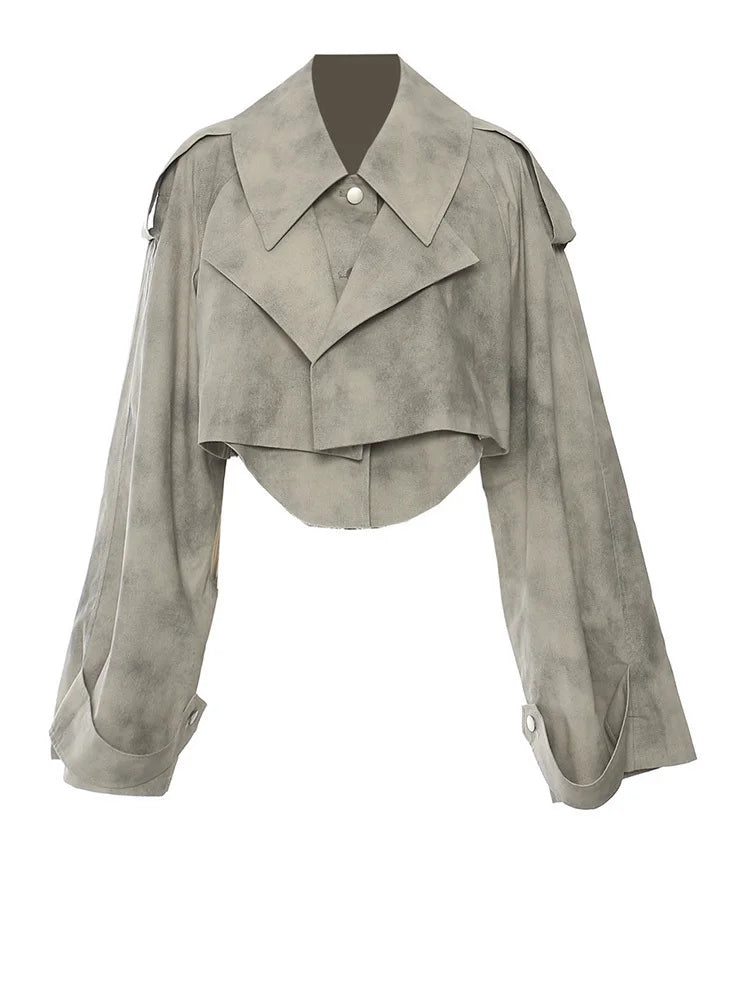 Printed Jacket Drawstring Half-body Skirt Two Pieces Suit