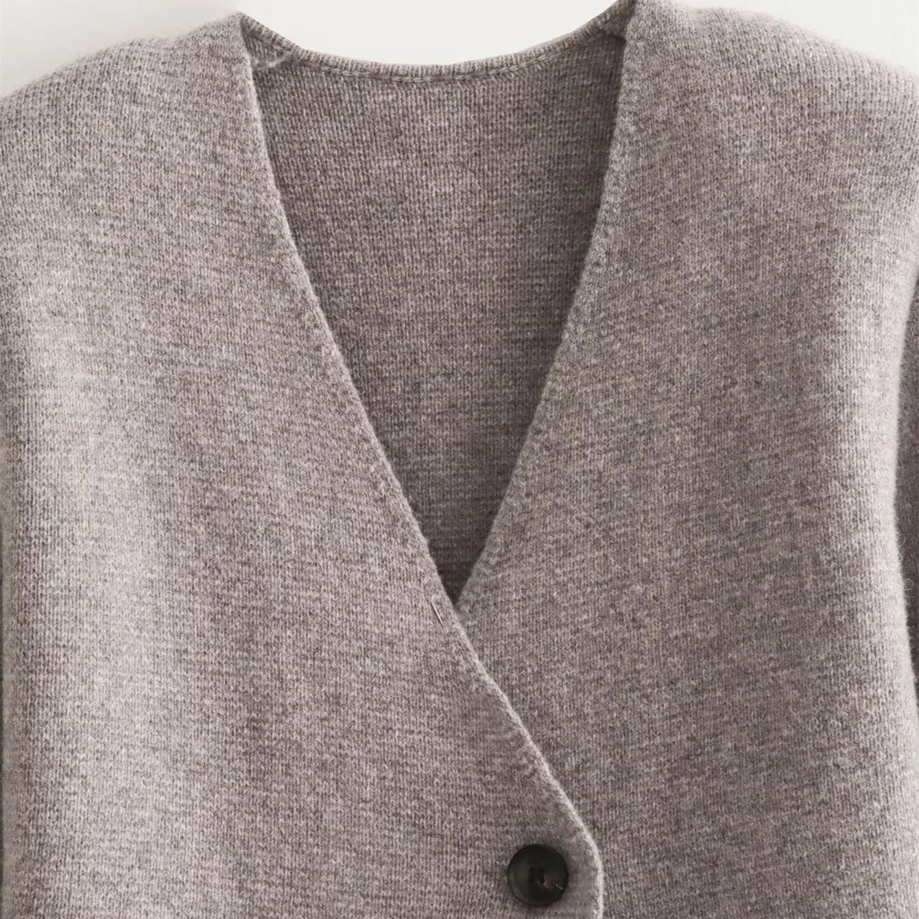 Knitted Long Sleeve V-neck Single Buckle Jacket Blazers
