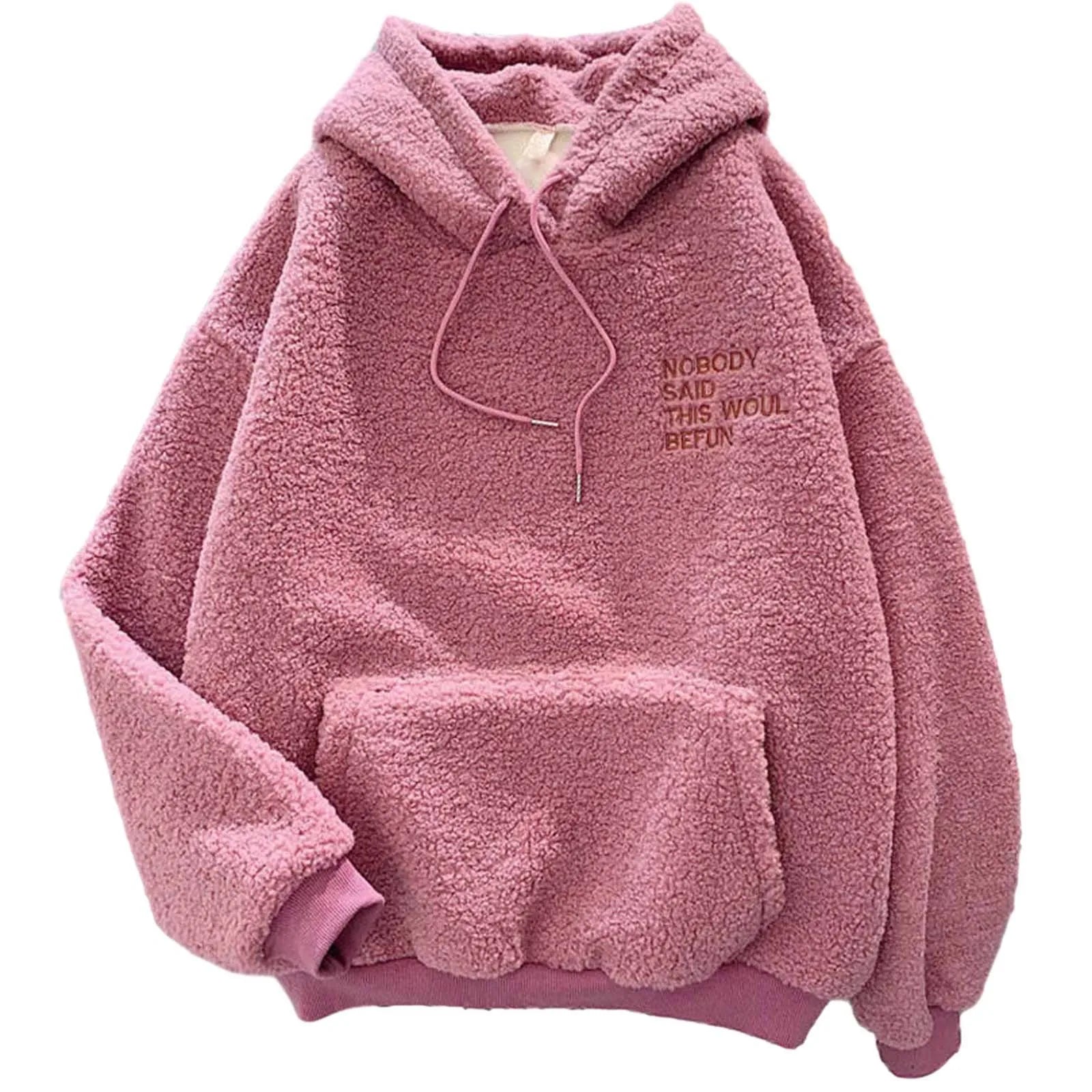 Fluffy Pullovers V Neck Fleece sweatshirt