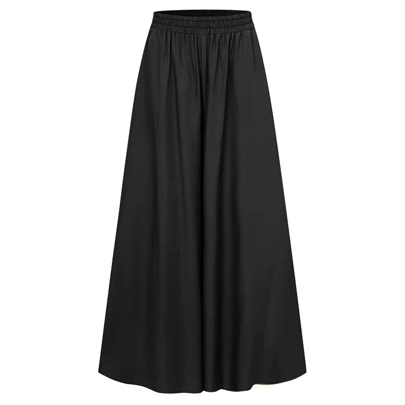 Silk Fold Retro Minimalist Mid Rise Elastic Drape Straight Leg Trousers