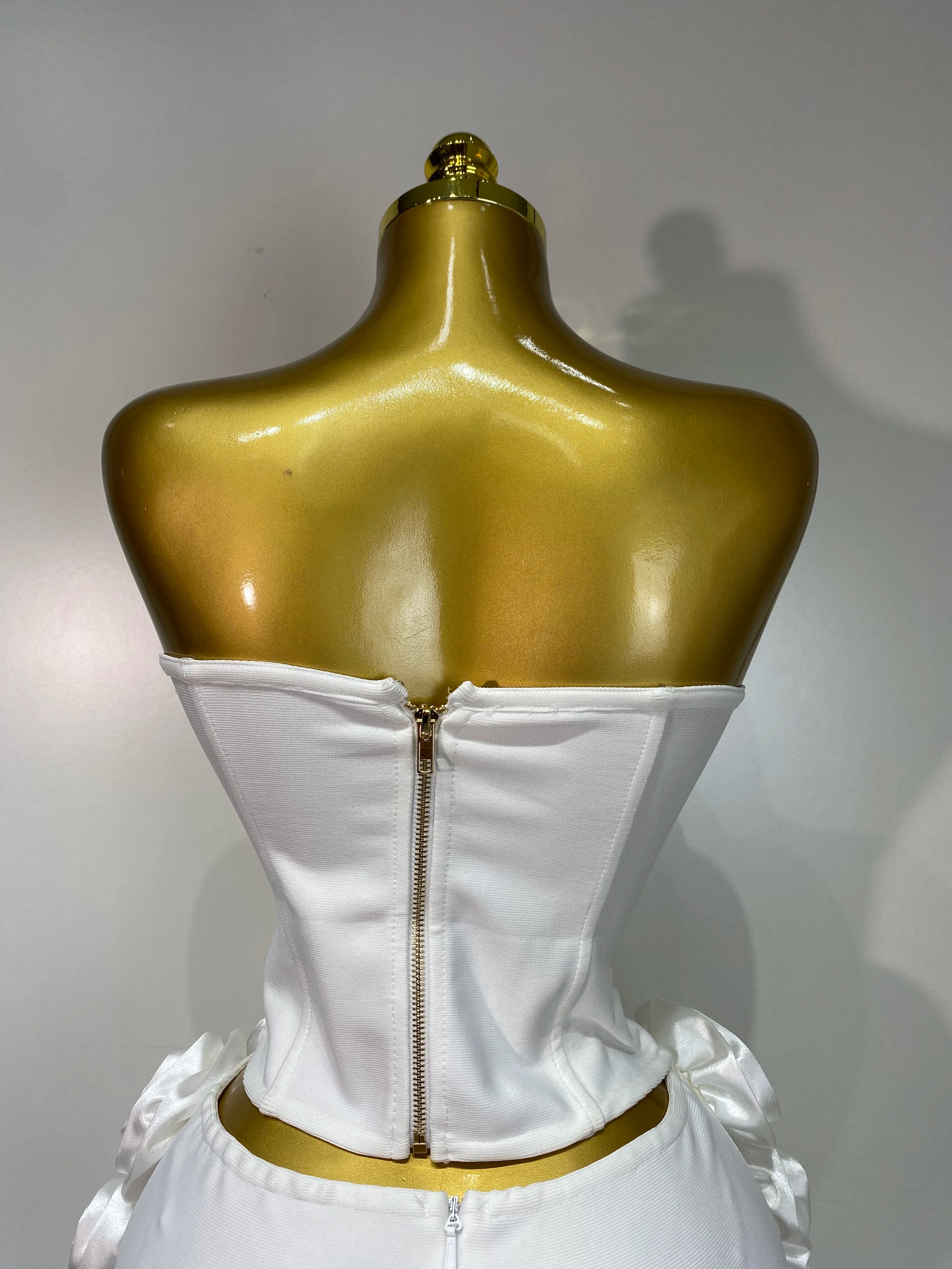 Strapless Bandage Top And Skirt Two Piece Set