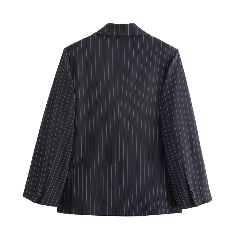 Pinstripe Loose Casual Elegant Chic Suit Coat