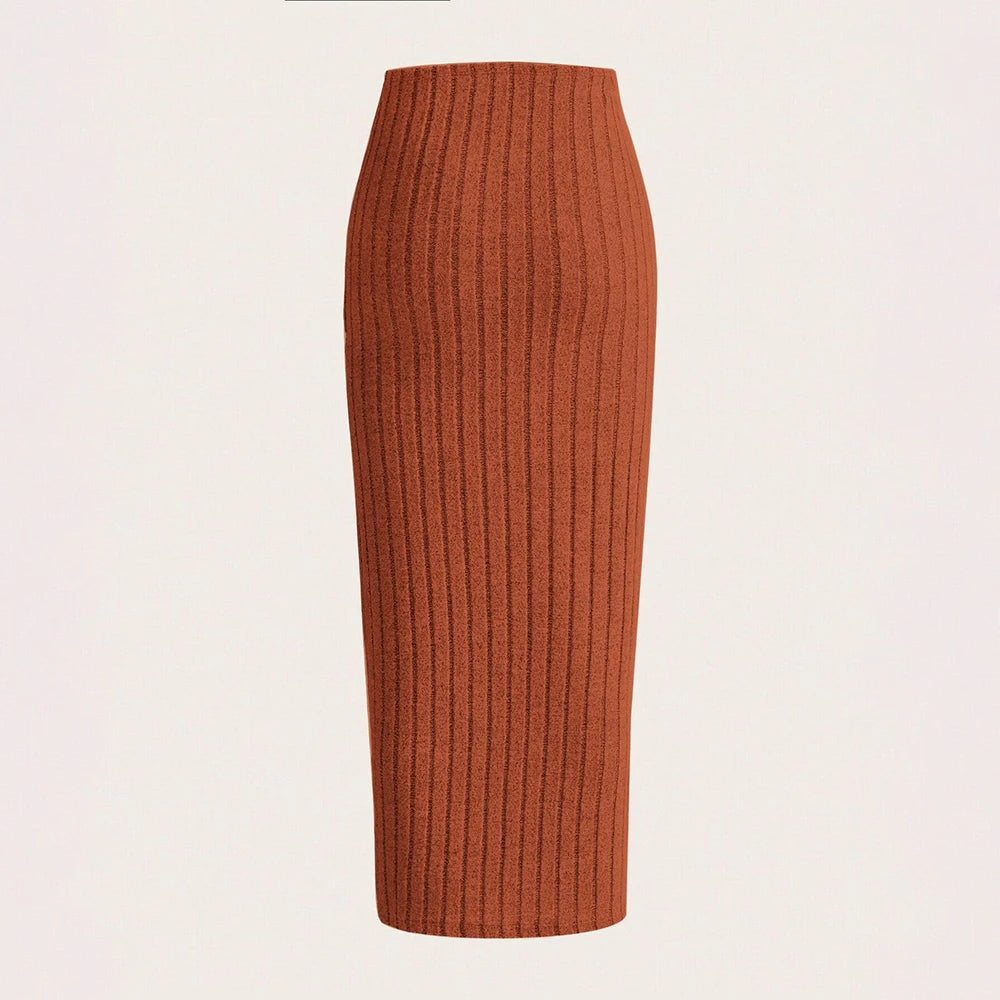 Plain Natural Waist MIDI Wrap Casual Skirts