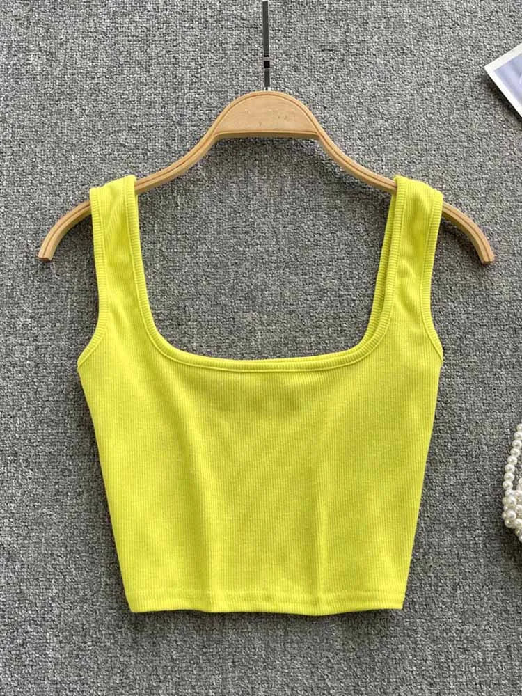 Tank Top Women Backless Y2k Top Slim Fit Solid Crop Top Sleeveless Camis