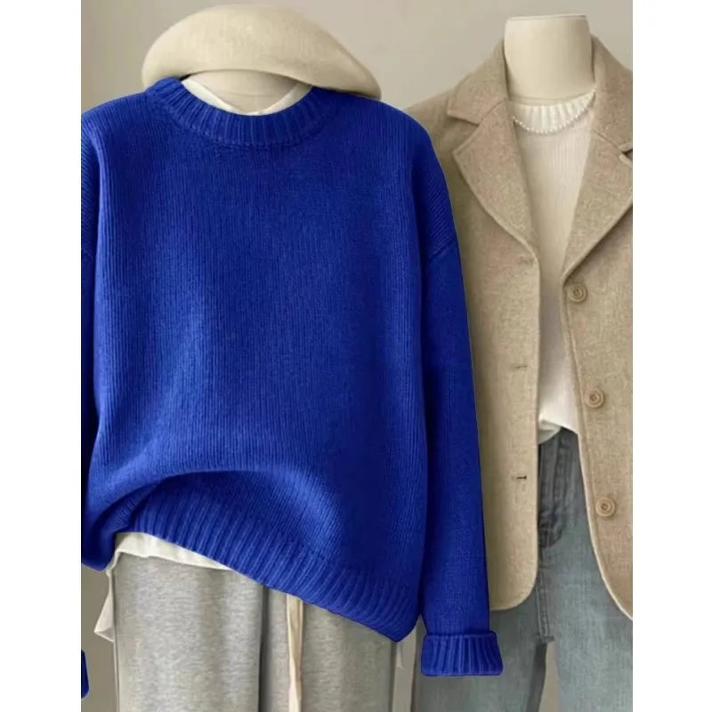 Soft waxy round neck 100 pure cashmere sweater