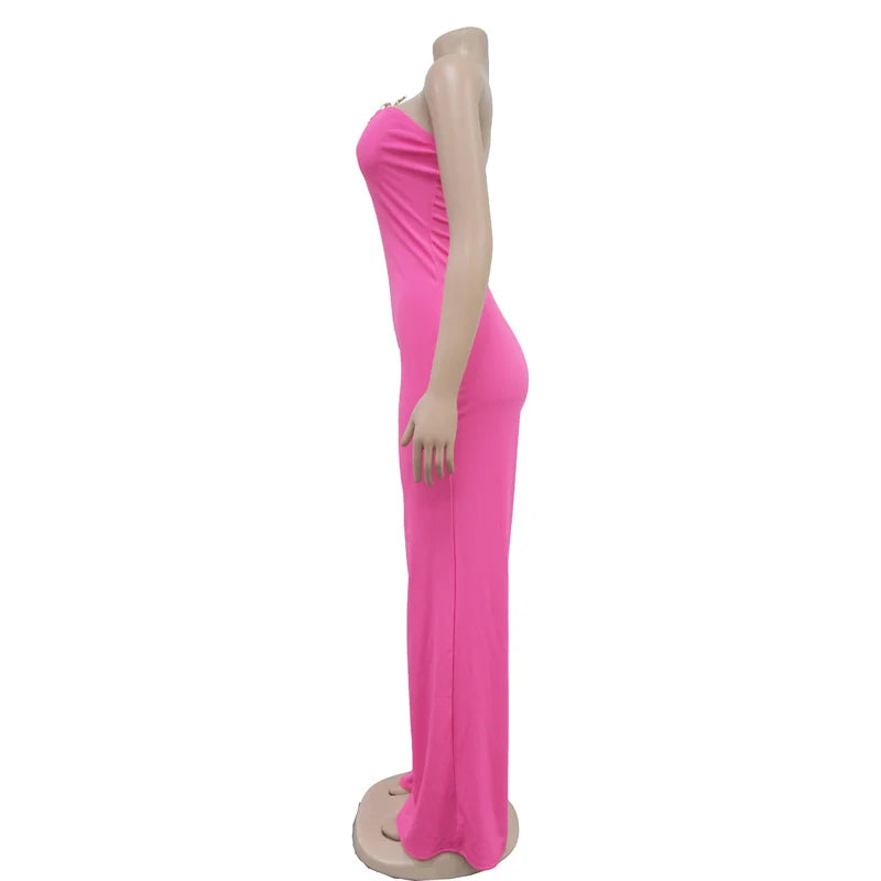 Strapless Sleeveless Loose Wide Leg Backless Cut Out Jumpsuits