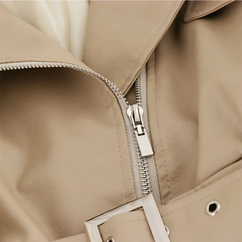 Leather Faux Leather PU Coat