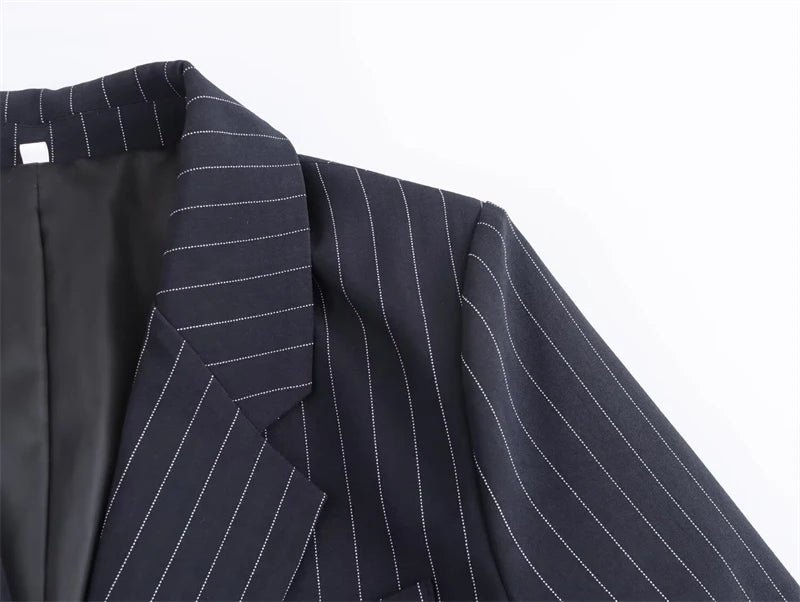 Pinstripe Loose Casual Elegant Chic Suit Coat