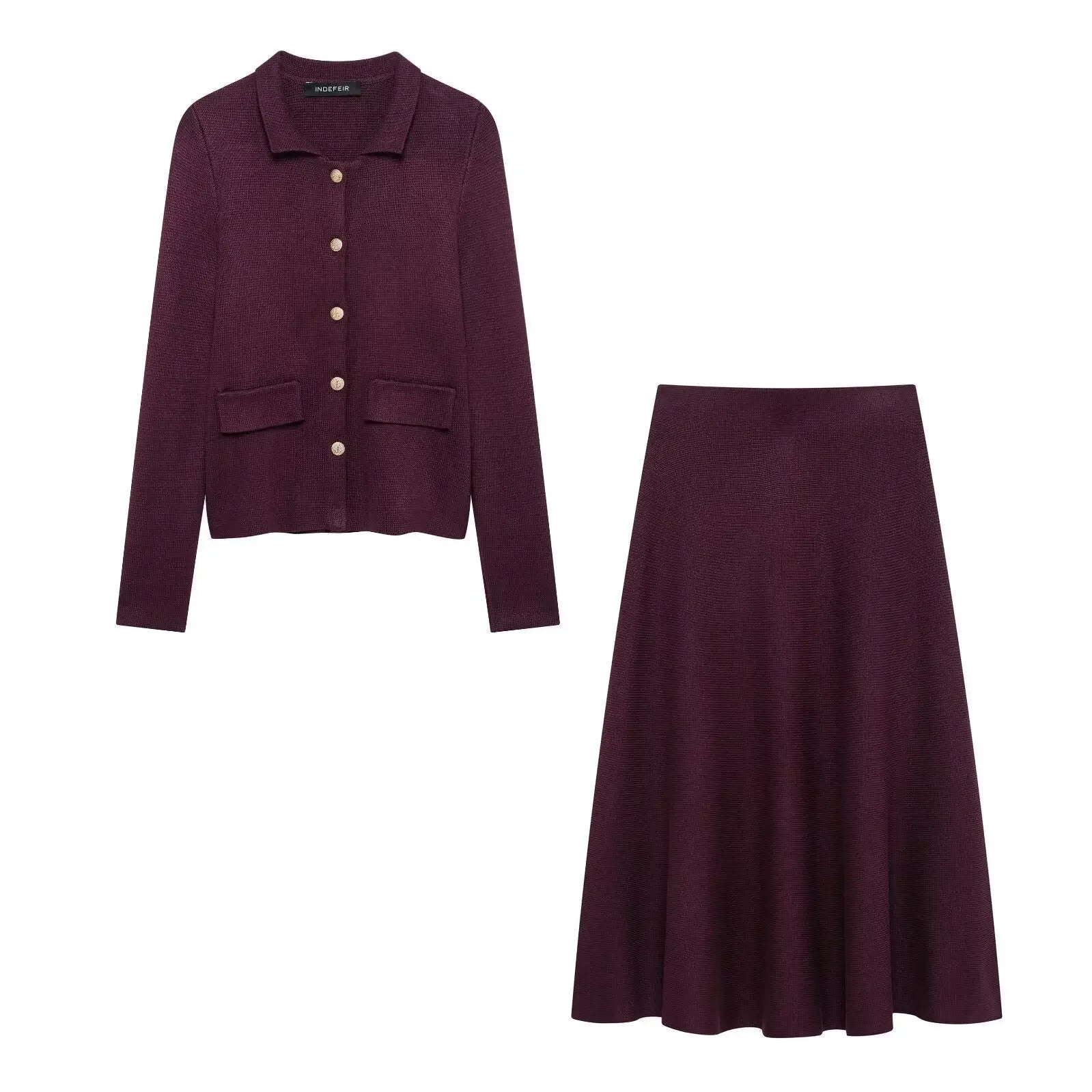 Minimalist Knitted Jacket And Skirt Set