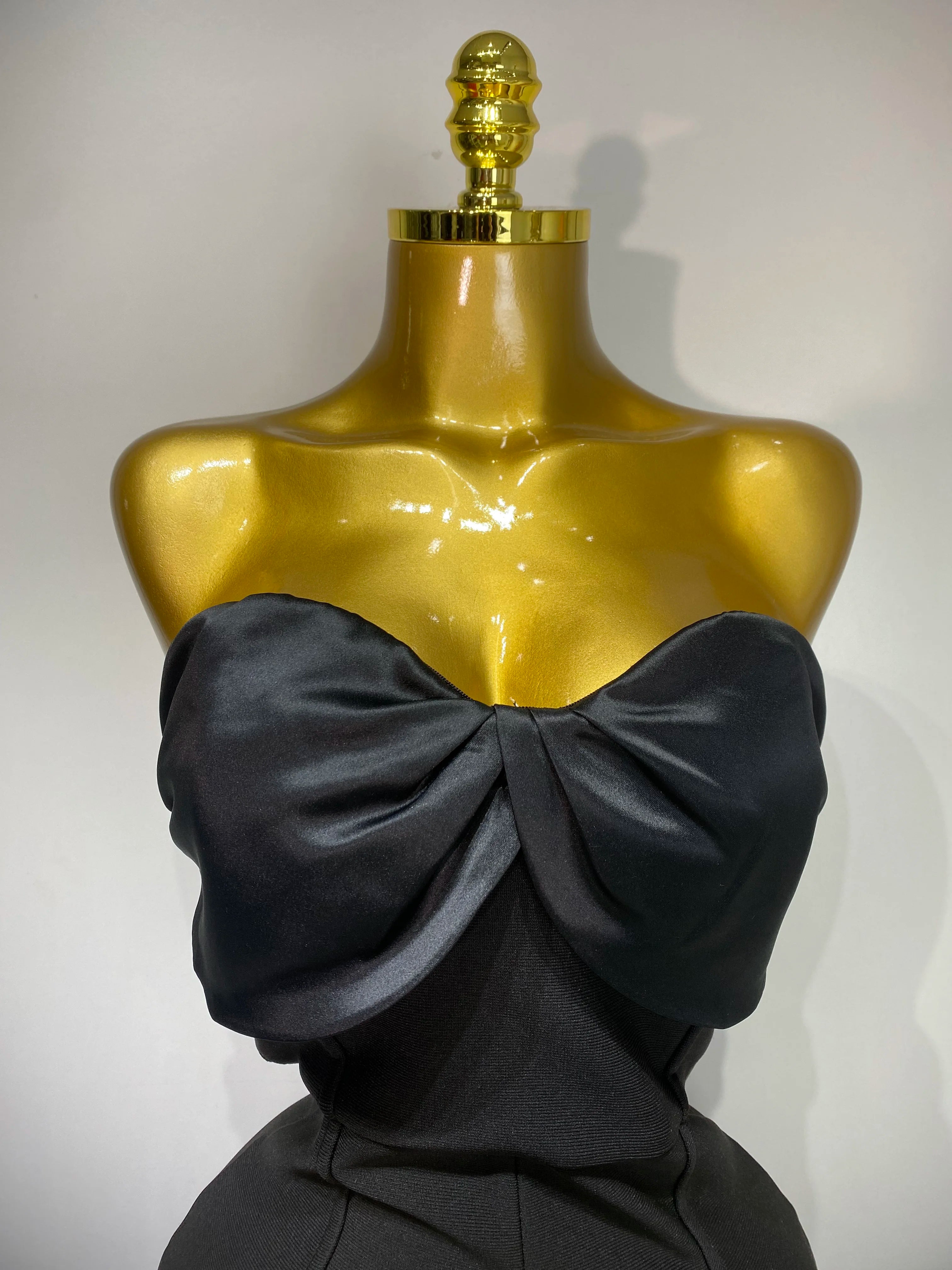 Luxury Strapless Ruffles Bodycon Flare Black Bandage Jumpsuit