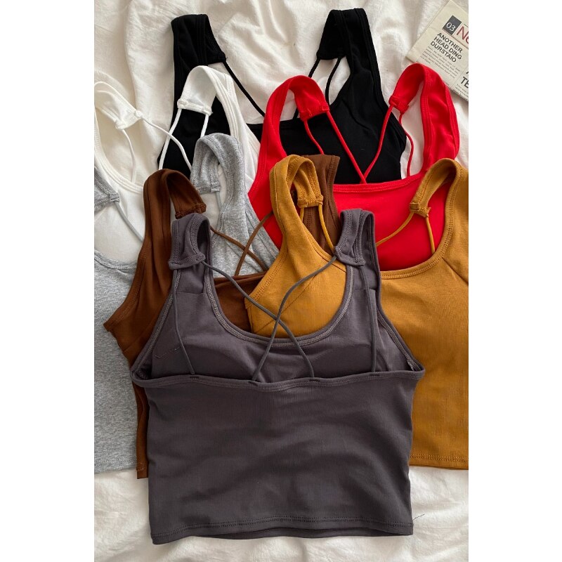 Spaghetti Strap Backless Casual Corset Crop Tank Tops