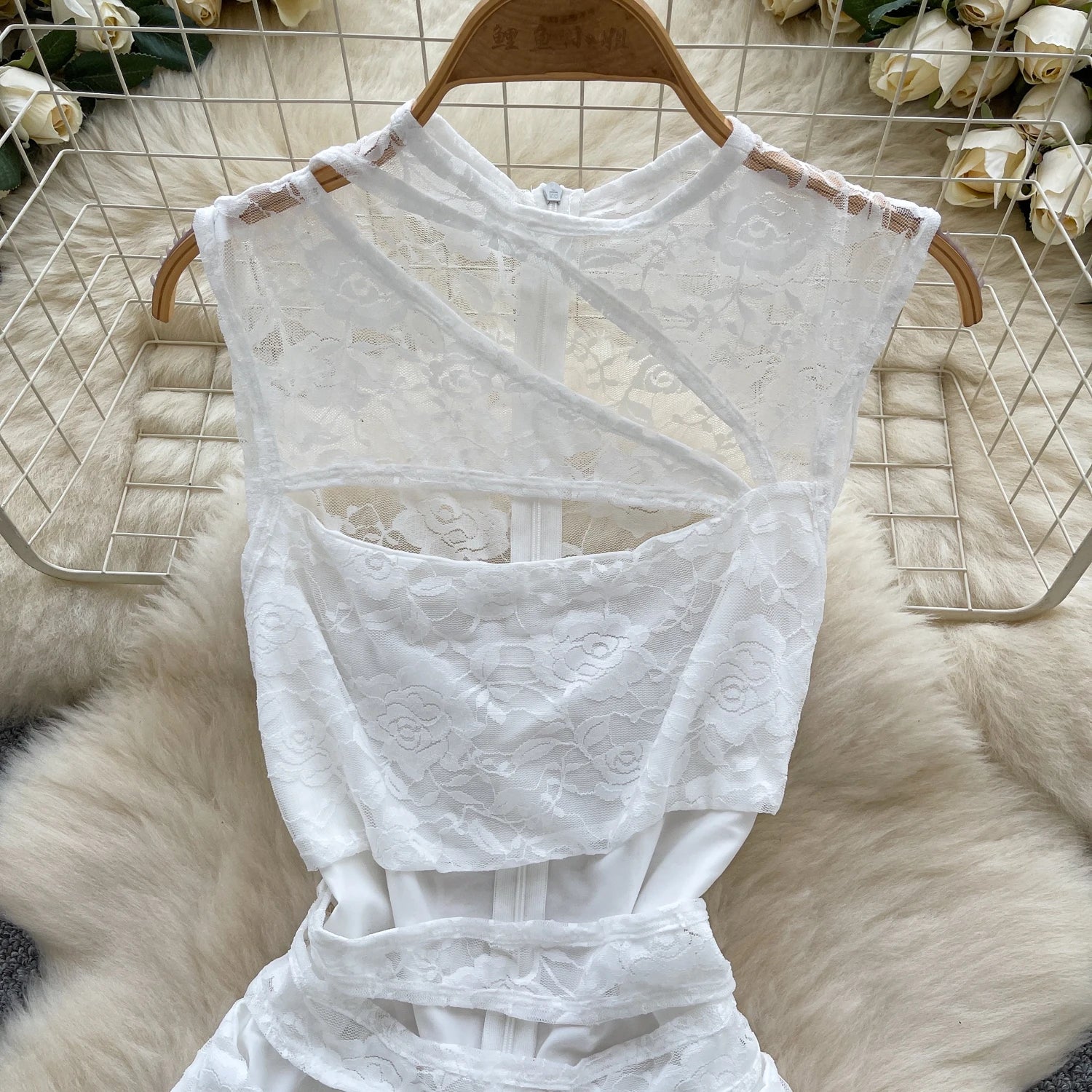 Sleeveless Sheer Hollow Out Bodycon Rompers Lace Playsuits