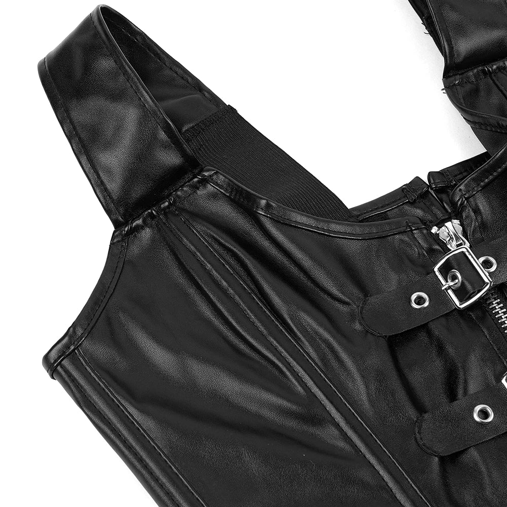 Black Leather Bustier Over bust Corset