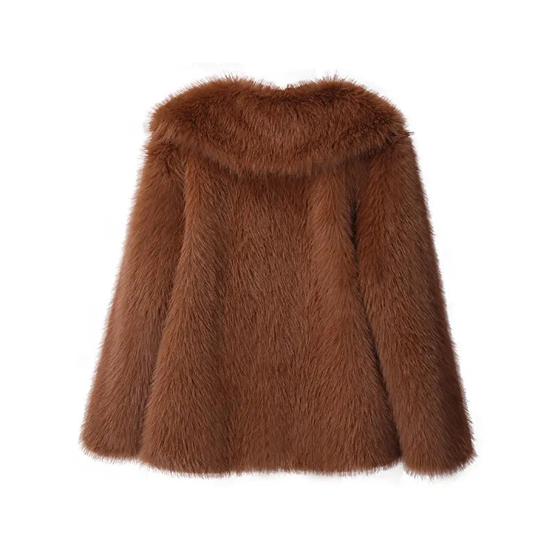 Faux Fur Long Fluffy Overcoat Outerwear