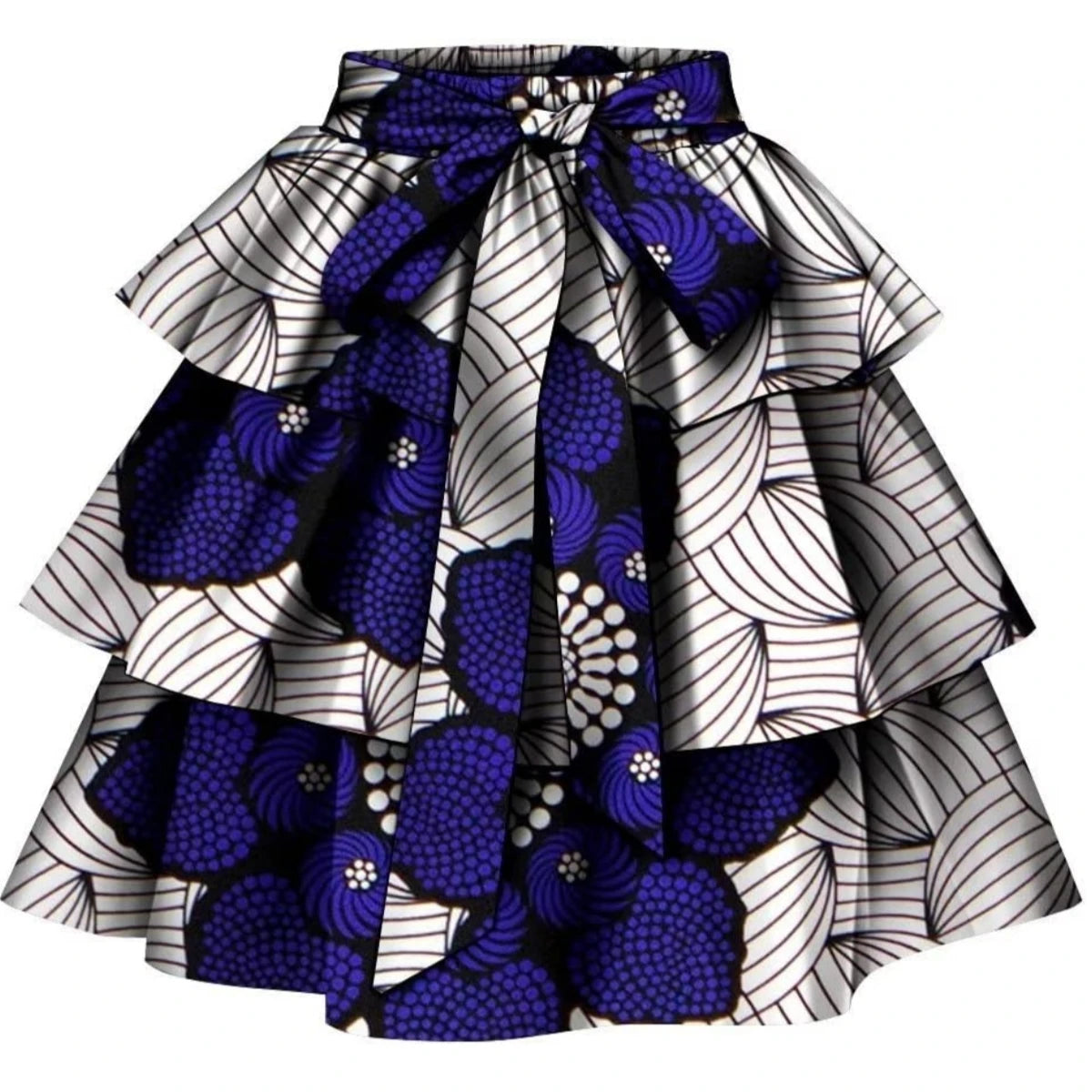 African Ankara Print Wax Patchwork Multi-layer Skirt