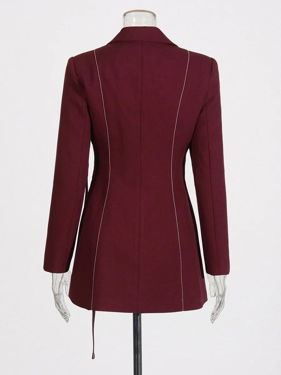 Two Piece Set Notched Collar Long Sleeve Top High Waist Straight Pant Temperament Sets
