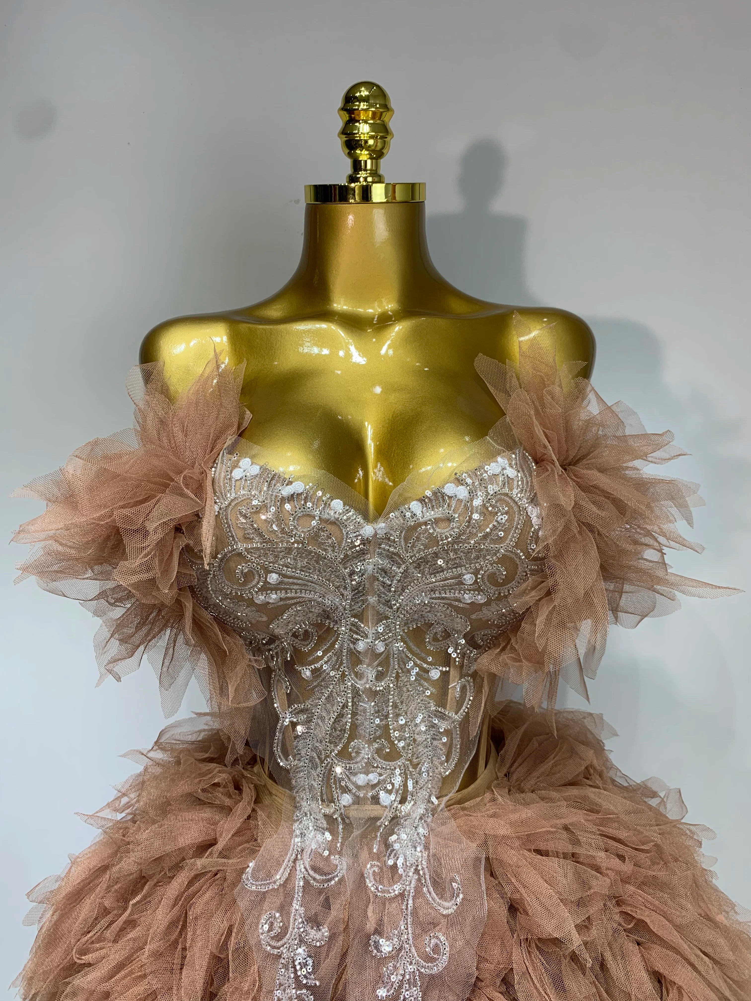 Strapless Two Pieces Set Luxury Dress