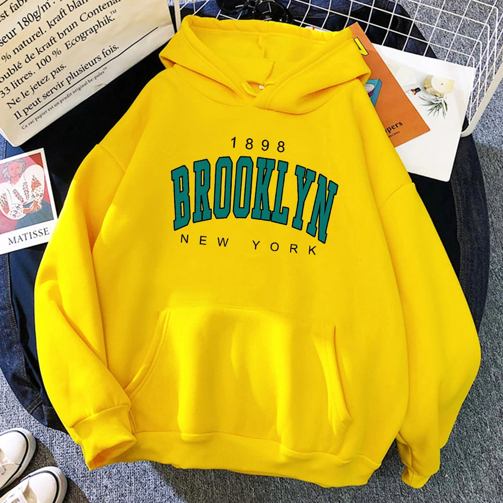 1898 Brooklyn New York Printed Women Hoodies Fashion Fleece Pullover Sweatshirts