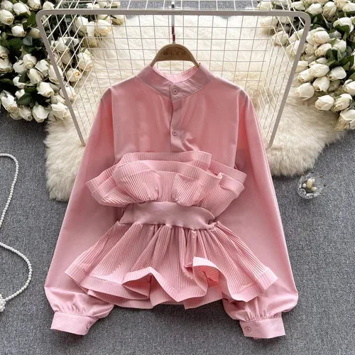 French Chic Long Puff Sleeve Shirts Formal Blouse