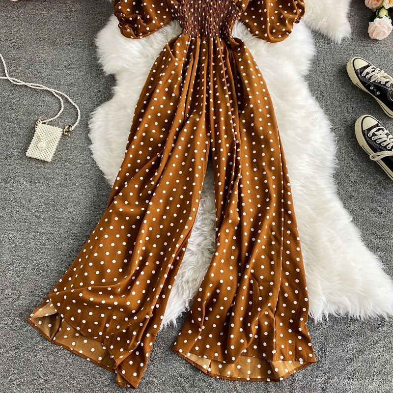 V Neck Dolman Sleeves Floral Print Wide Leg Jumpsuit