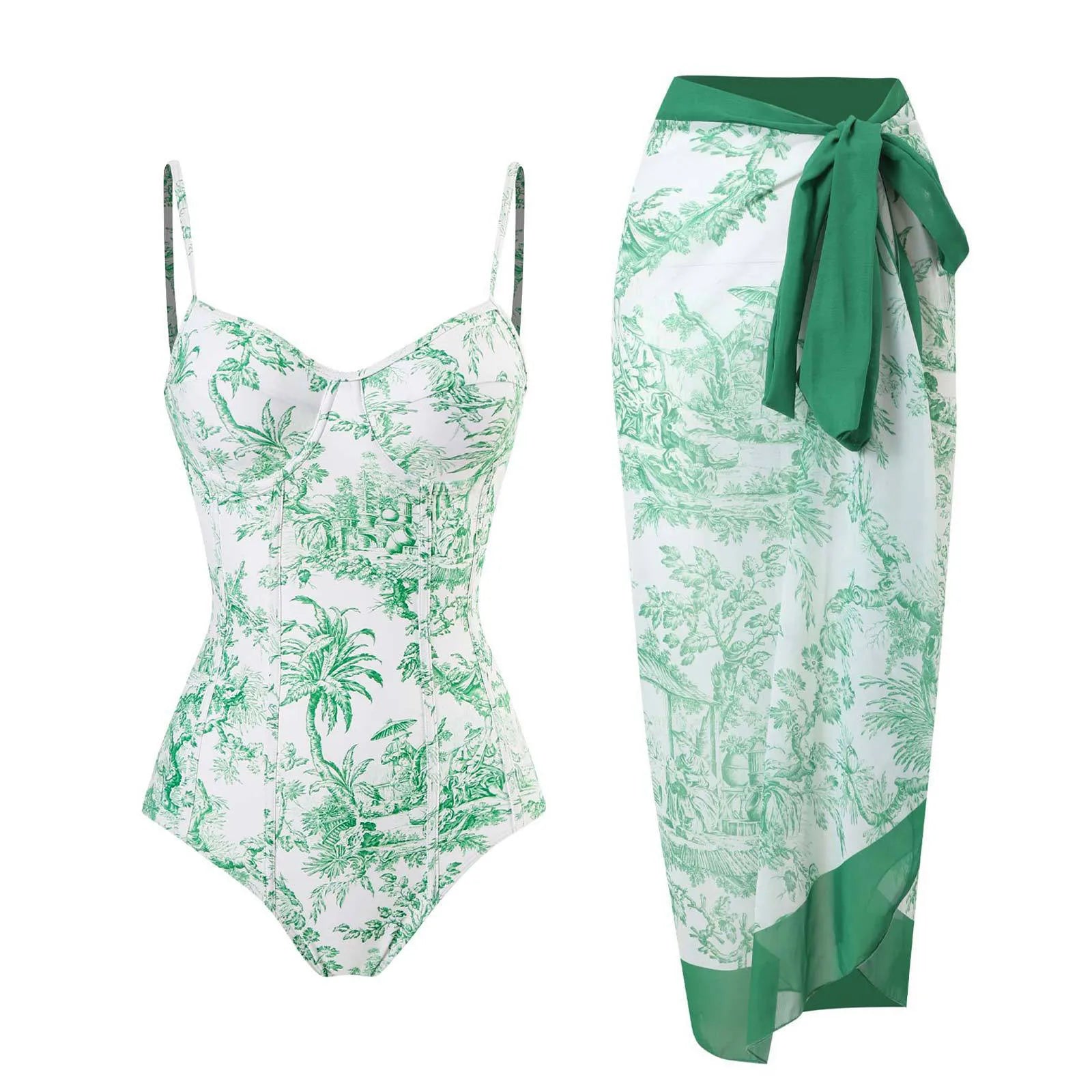 2-Piece  Push Up Floral Printed Ruffle Bikinis Strappy Bandage Swimwear Brazilian Bathing Suit