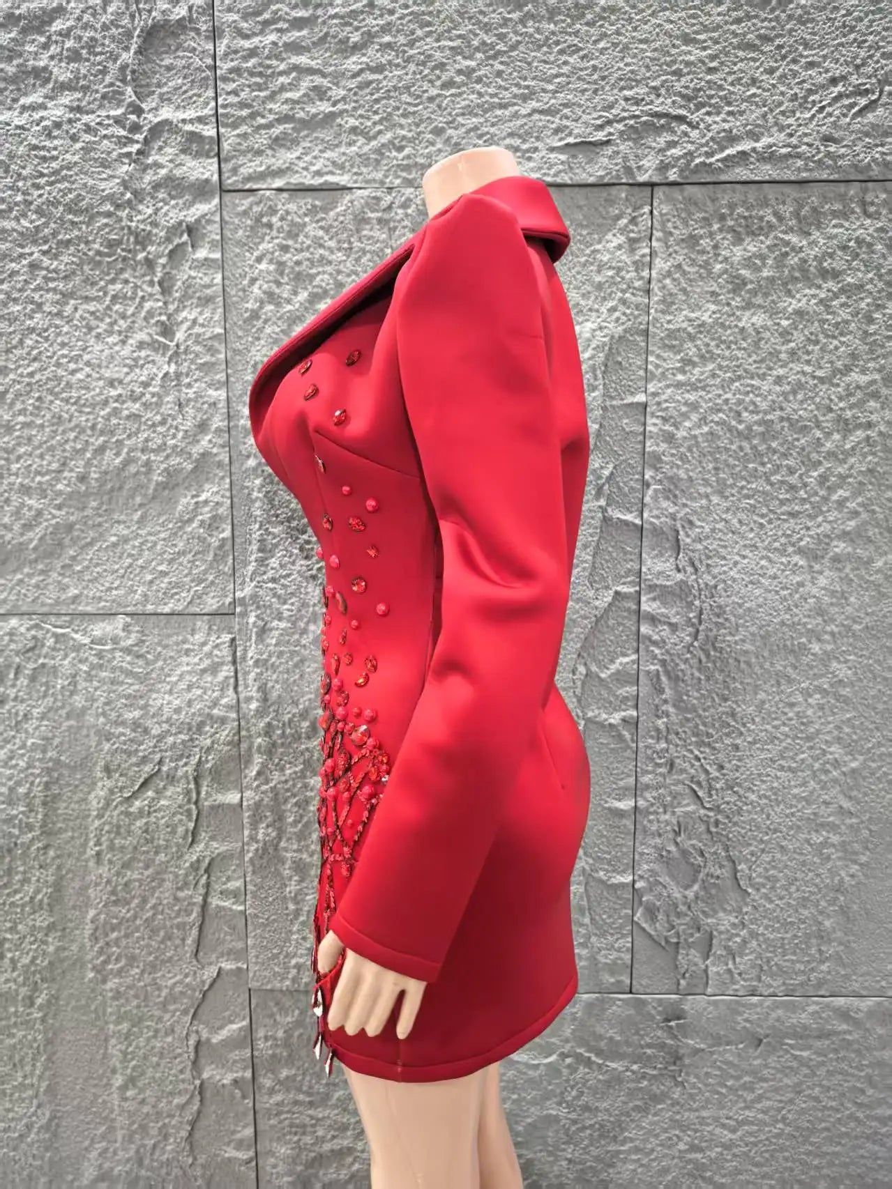 Long Sleeve Deep V-Neck Bodycon Blazer Dress