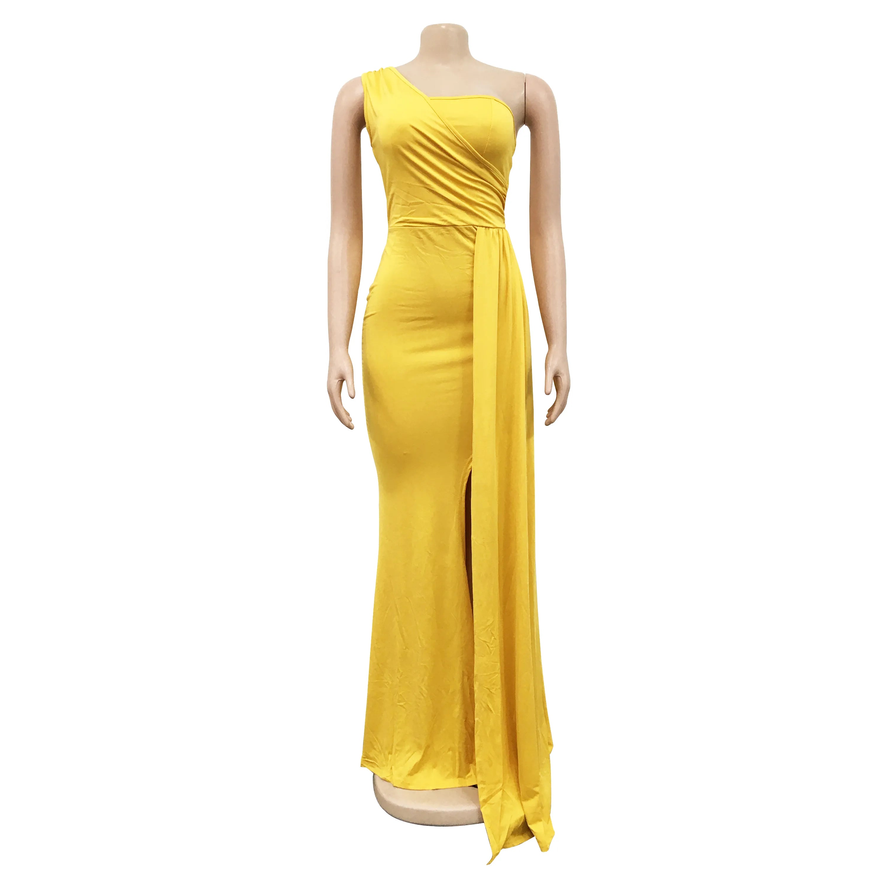 Elegant Sleeveless One Shoulder Long Maxi Formal Dresses