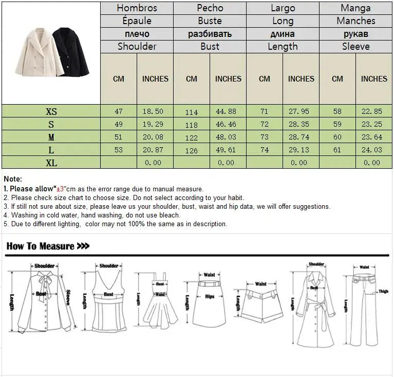 Double Breasted Lapel Long-Sleeved Warm Short Coat