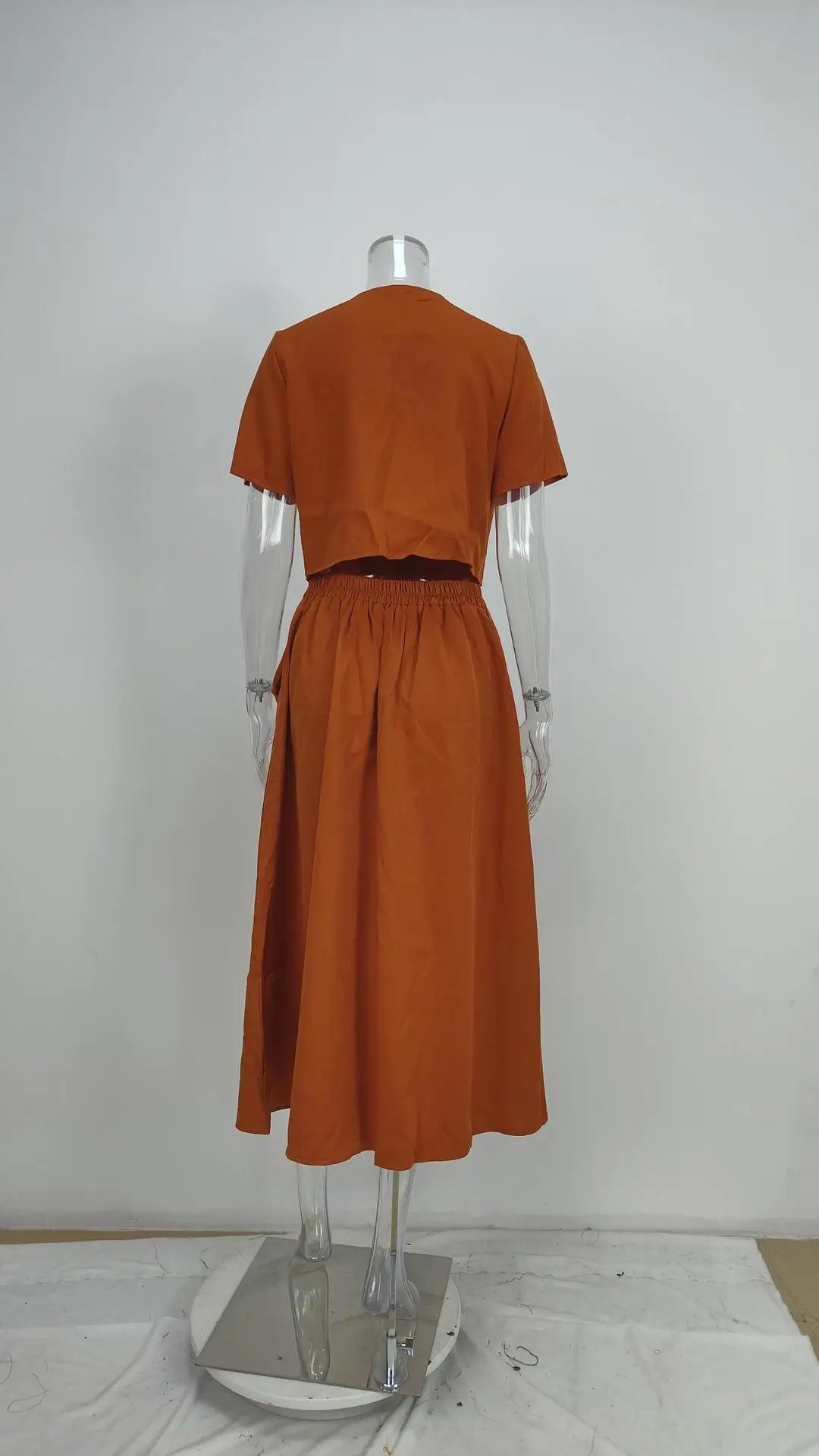 Elegant Crop Shirt Skirt Two Piece Sets Office Wear