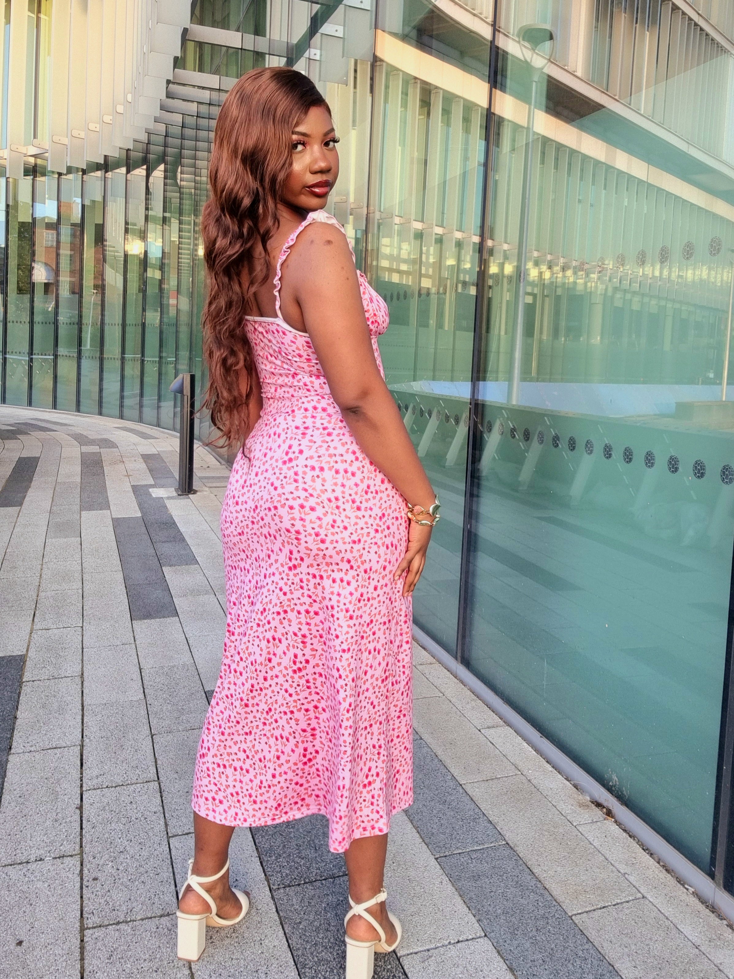 Floral Print Collar A-Line Silhouette Dress