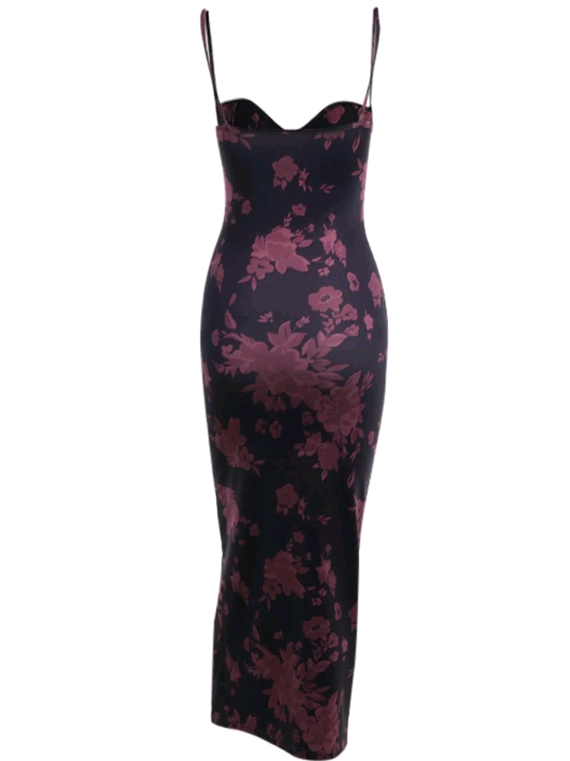 Floral Print Spaghetti Strap Bodycon Long Dresses