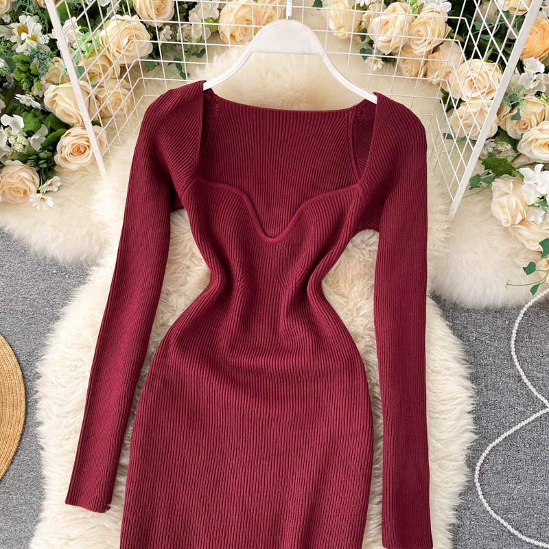 Strapless Ribbed Knitted Bodycon Dress