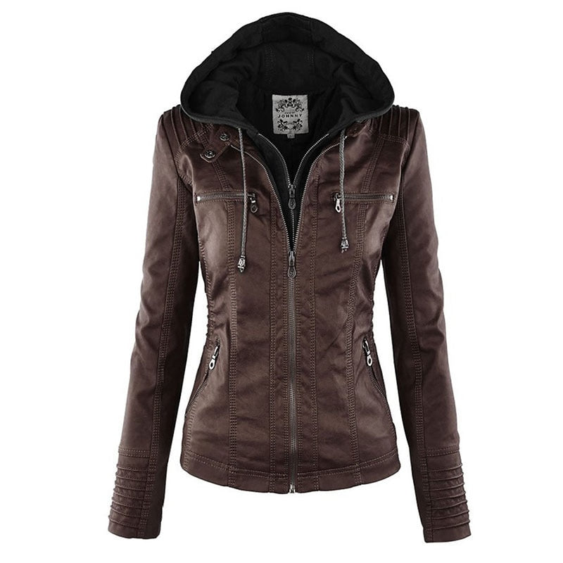 Faux Leather  PU Zipper Jacket