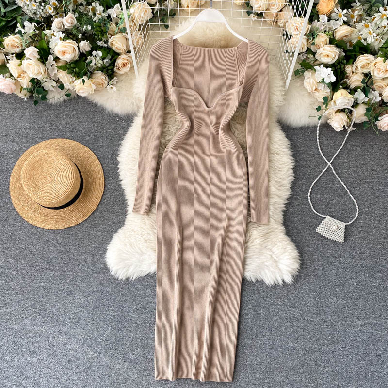 Strapless Ribbed Knitted Bodycon Dress