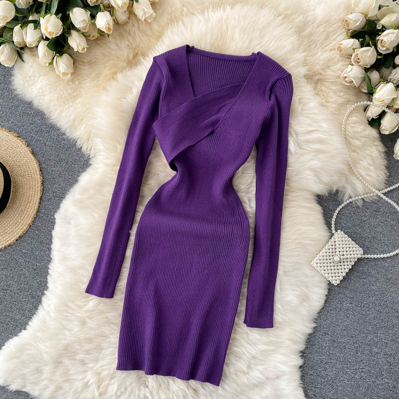 Asymmetric Neck Mini Bodycon Dress