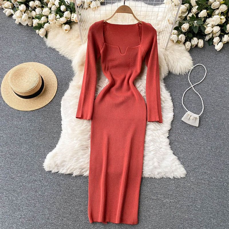 Strapless Ribbed Knitted Bodycon Dress