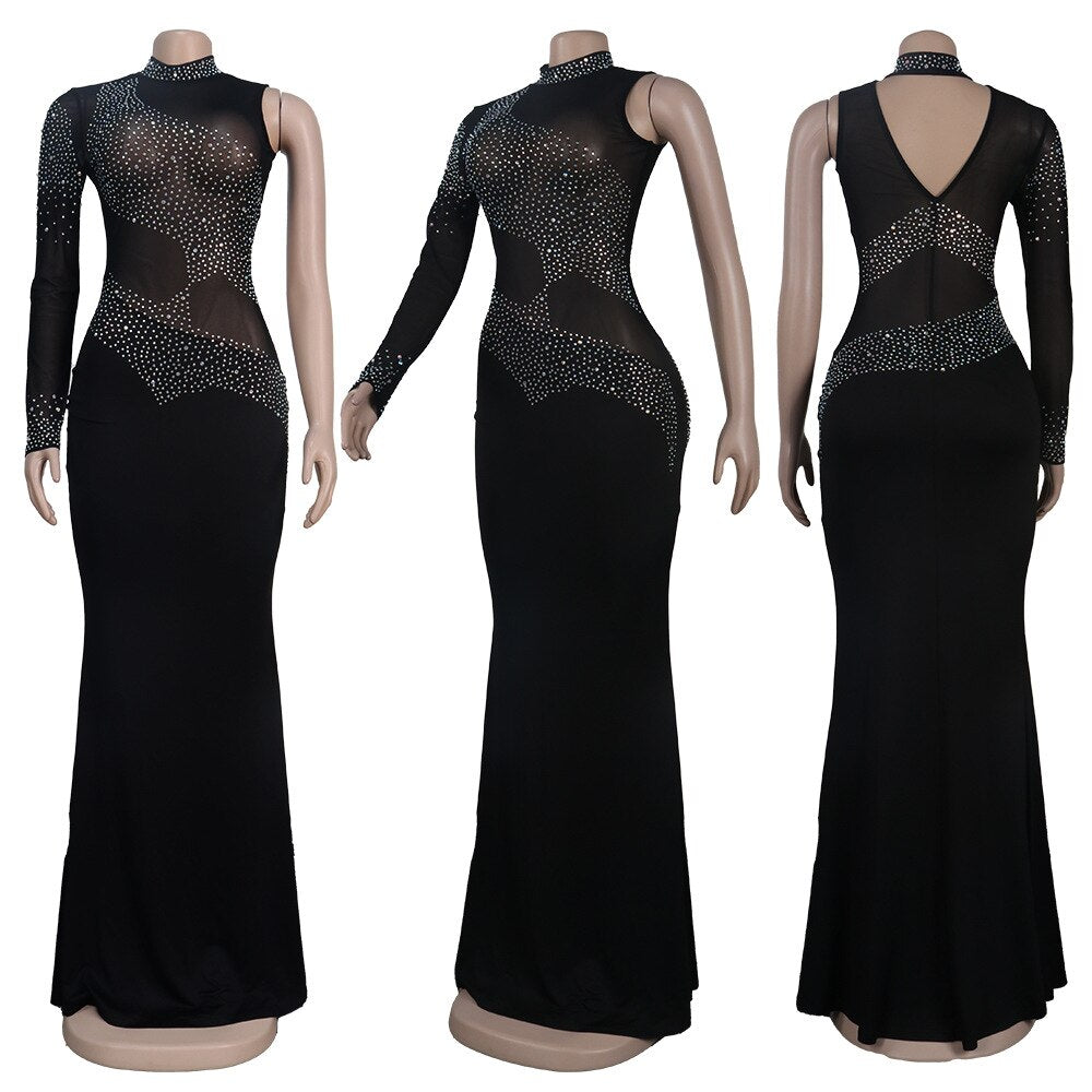 Crystal Mesh Bodycon Maxi Dress