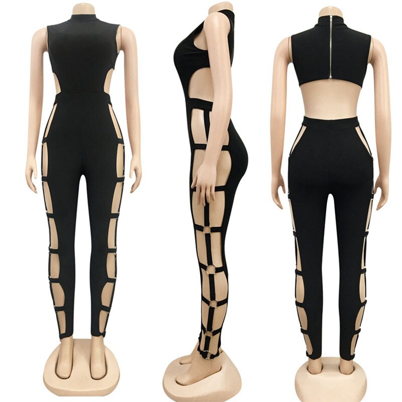 Bodycon Backless Hollow Out Jumpsuit