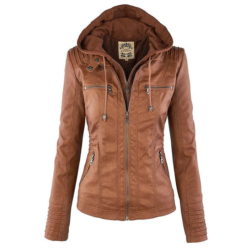 Faux Leather  PU Zipper Jacket