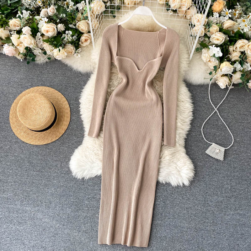 Strapless Ribbed Knitted Bodycon Dress