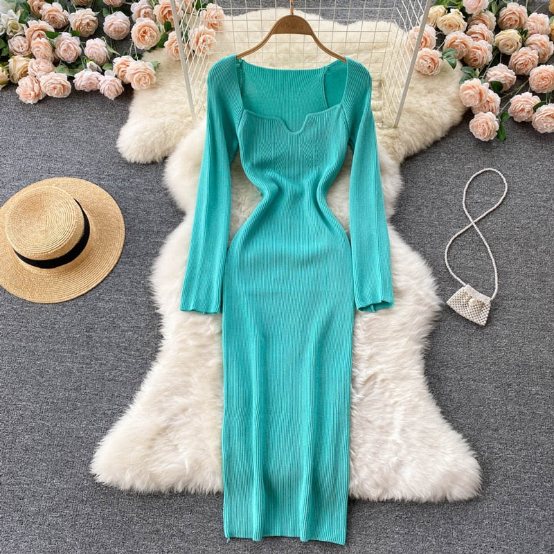 Strapless Ribbed Knitted Bodycon Dress