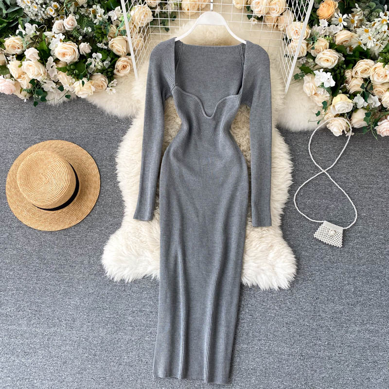 Strapless Ribbed Knitted Bodycon Dress