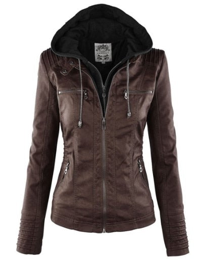 Faux Leather  PU Zipper Jacket