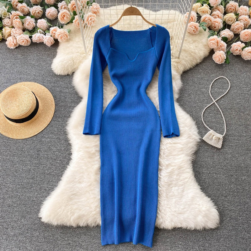 Strapless Ribbed Knitted Bodycon Dress