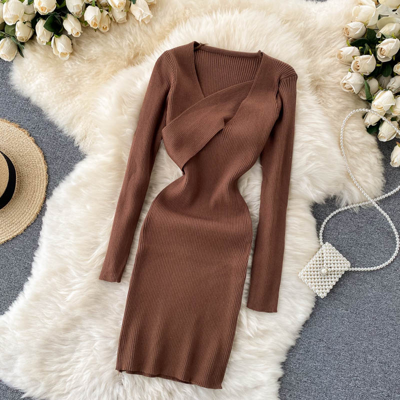 Asymmetric Neck Mini Bodycon Dress