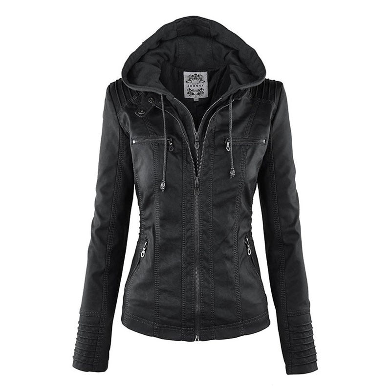 Faux Leather  PU Zipper Jacket