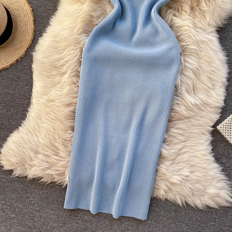 Back Slit Square Neck Casual Vintage Elegant Midi Dress