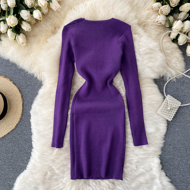 Asymmetric Neck Mini Bodycon Dress